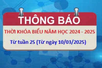 Thời khóa biểu từ tuần 25 – năm học 2024 – 2025