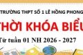 Thời khóa biểu từ tuần 01 năm học 2026 – 2027