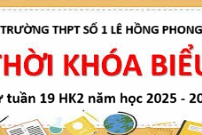Thời khóa biểu áp dụng từ tuần 19 năm học 2025 – 2026