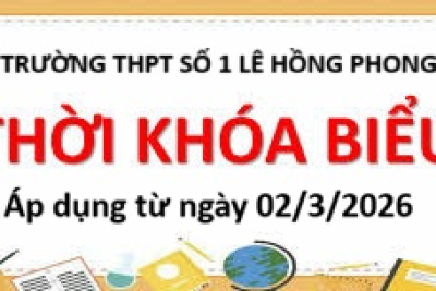 Thời khóa biểu áp dụng từ tuần 25 năm học 2025 – 2026