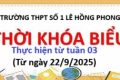 Thời khóa biểu thực hiện từ tuần 03 năm học 2025 – 2026 (Áp dụng từ ngày 22/9/2025)